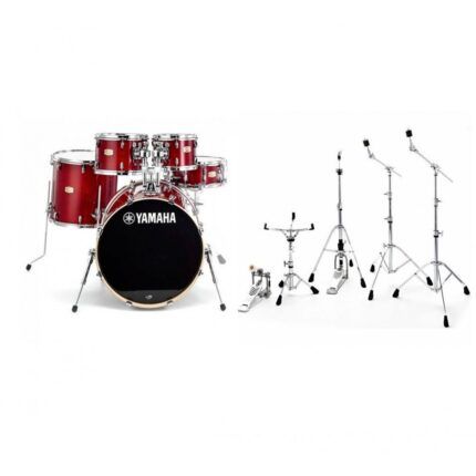 Batería Yamaha Stage Custom Birch 20",10",12",14",14" Cranberry Red + Set De Herrajes Yamaha HW780
