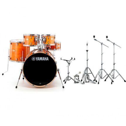 Batería Yamaha Stage Custom Birch 20",10",12",14",14" Honey Amber + Set De Herrajes Yamaha HW680W 5 piezas