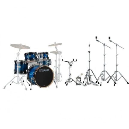 Batería Yamaha Stage Custom Birch 20",10",12",14",14" Deep Blue Sunburst + Set De Herrajes Yamaha HW680W 5 piezas